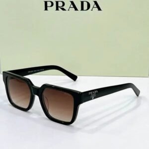Prada PR 03ZS Square Frame Gray Sunglasses With Brown Tinted Glasses