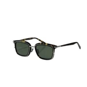 Blacksuit S18U Rectangular Sunglasses Black Frame Light Green Finish Metal Hinges M1