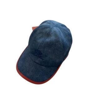 Loro Piana Storm System Baseball Washed Royal Navy Cap Distinct Maroon Edge Trim