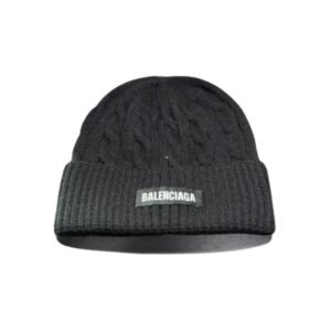 Balenciaga Black Ribbed Knit Beanie