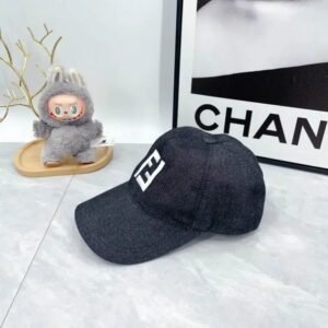 Fendi Baseball Cap Washed Black FF Logo