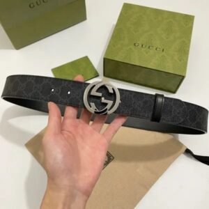 Belt Black - Supreme Monogram Leather with Interlocking G Buckle