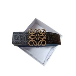 Loewe Belt Anagram Pattern Gold Plaque Buckle