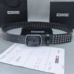 Diesel Studded Belt Black Leather