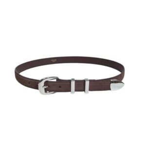 Celine Suede Leather Brown Belt Distinctive Silver Tone Buckle