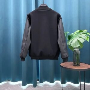 AMIRI Wool Leather Varsity Jacket Black