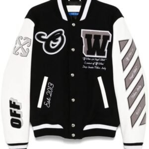 Off-White Lea varsity jacket black/white