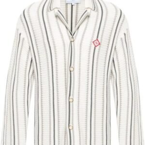 Casablanca Gehäkelter Cardigan Weiß/Slate Grey/Hellgrau