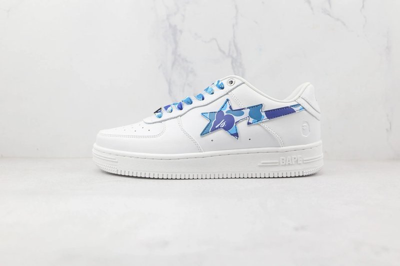 A Bathing Ape Bape Sta Low White ABC Camo Blue - Mens Streetwear Sneakers