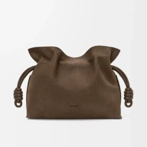 Loewe Medium Flamenco Clutch Grained Nubuck Tundra